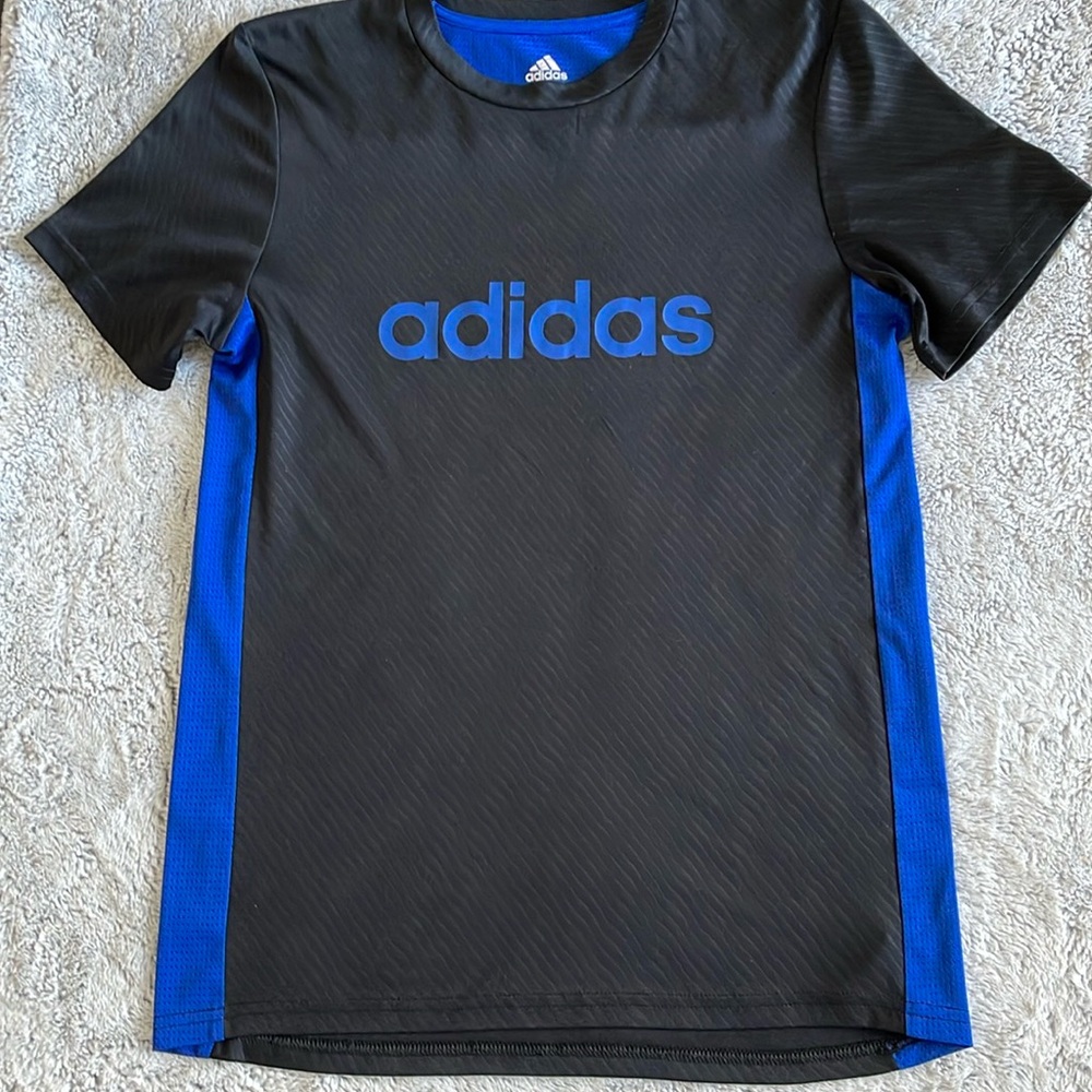 Adidas 2 color sport shirt  SZ 14-16  mesh blue black climacool